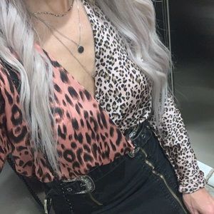 Cheetah mixed print bodysuit